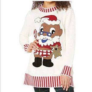DUBGEE Whoopi Baby Santa Sweater Women's White LG